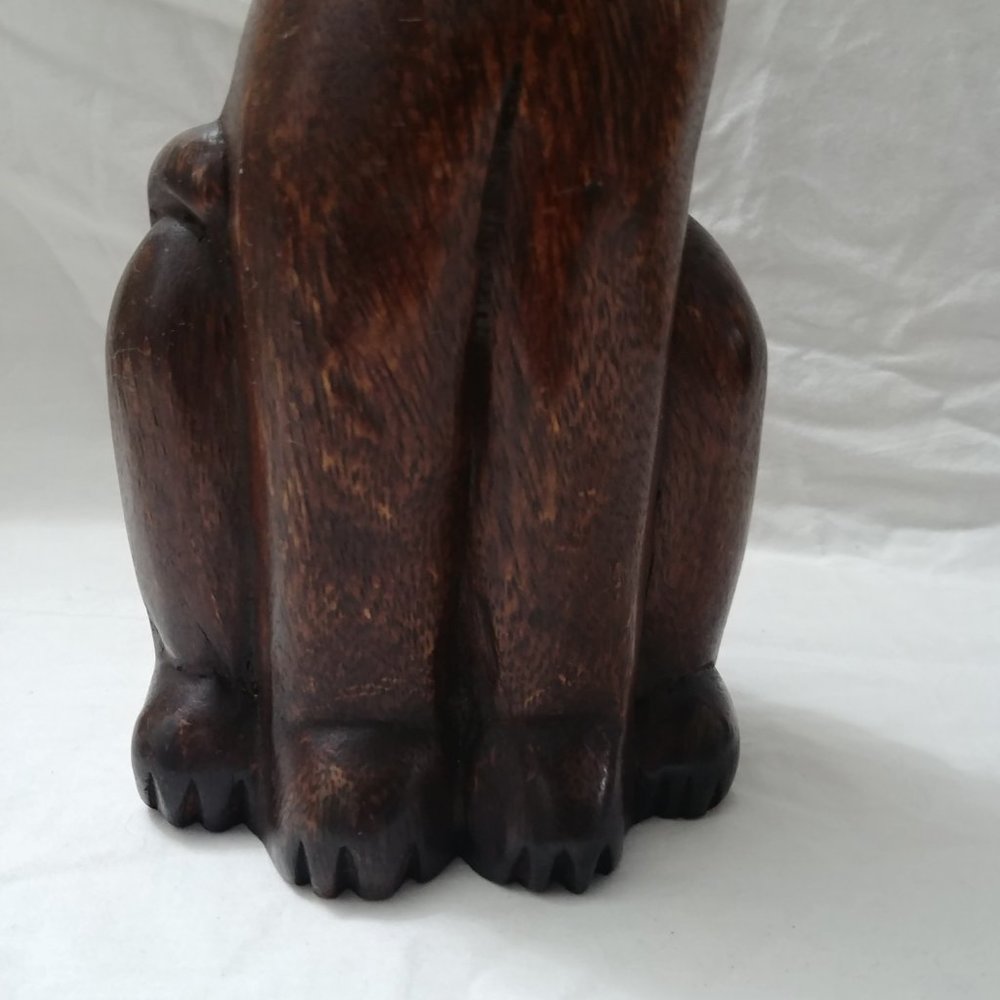 Gorgeous Tall Hand Carved Wood Kitty Cat Statue - Picture 4 of 8